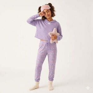 17. Starry Eyed Sleepy Girl Purple Pajama Set with Bra Bundle